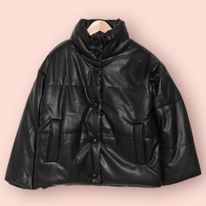 Know One Care Faux Leather Puffer Jacket